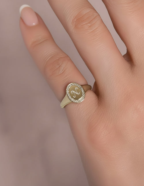14k Gold Diamond Signet Ring