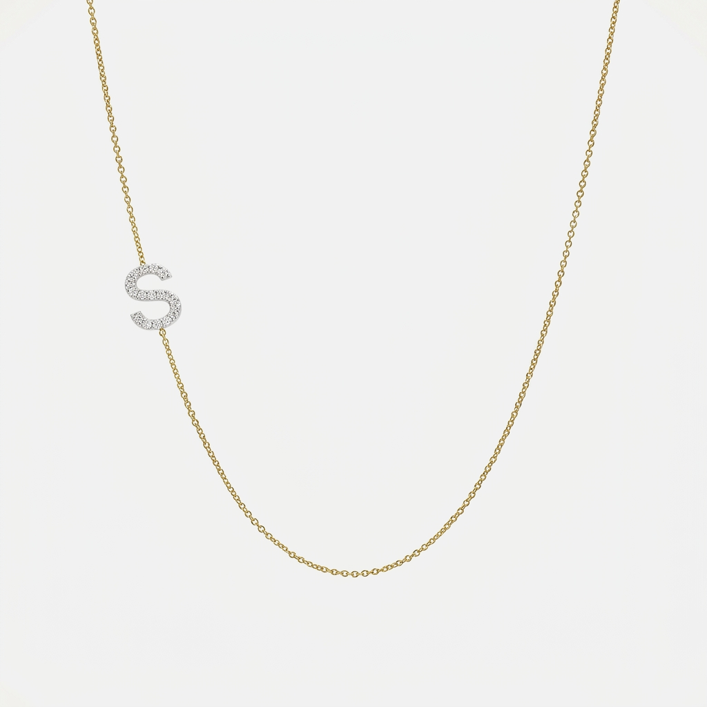 Diamond Asymmetrical Initial Necklace