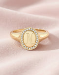 14k Gold Diamond Signet Ring